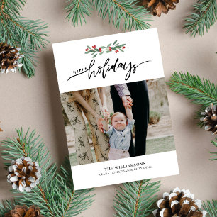 Cartes Pour Fêtes Annuelles Festive Berries main Lettré Joyeuses Fêtes Photo