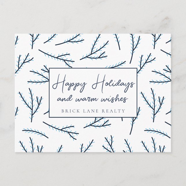 Cartes Pour Fêtes Annuelles Festive Blue Business Joyeux vacances (Devant)