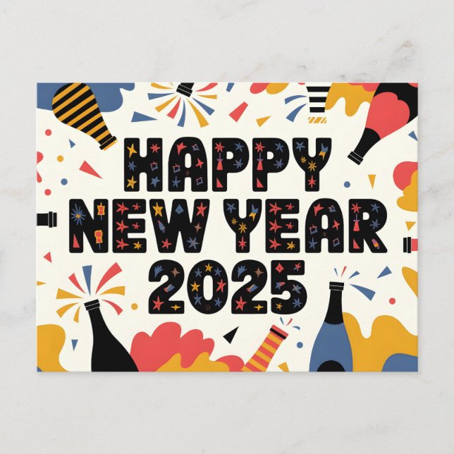 Cartes Pour Fêtes Annuelles Festive Bonne Année 2025 Graphique (Devant)