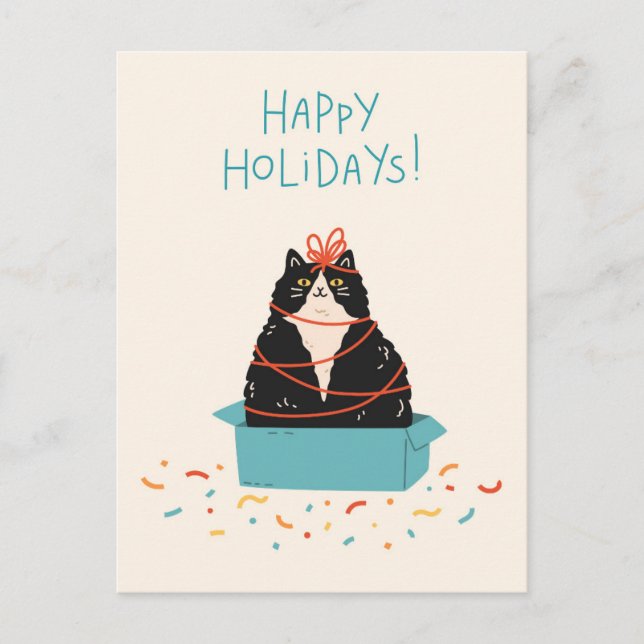 Cartes Pour Fêtes Annuelles Festive Cat Holiday (Devant)