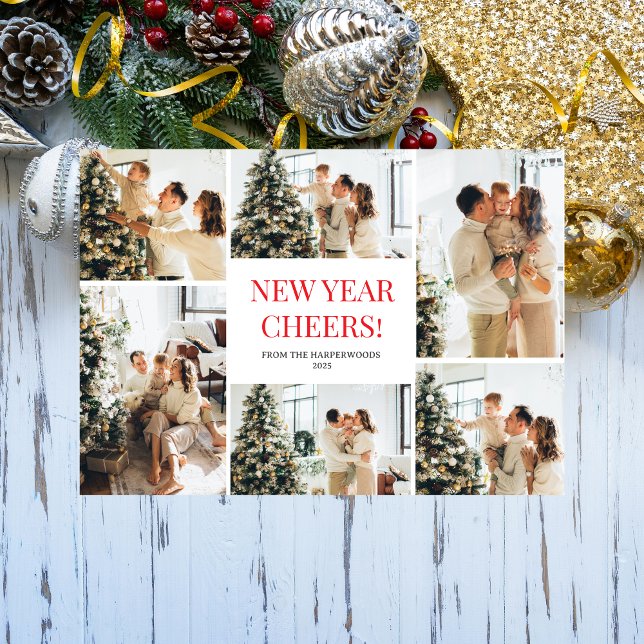 Cartes Pour Fêtes Annuelles Festive Cheers | Elegant Happy New Year 6 Photo (Créateur téléchargé)