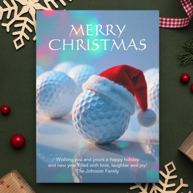 Cartes Pour Fêtes Annuelles Festive Christmas Golf Ball avec Santa Hat Photo (Créateur téléchargé)