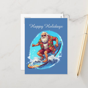 Cartes Pour Fêtes Annuelles Festive Christmas surfing Père Noël ajouter le tex