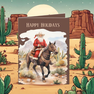 Cartes Pour Fêtes Annuelles Festive Christmas Western Père Noël ajouter du tex