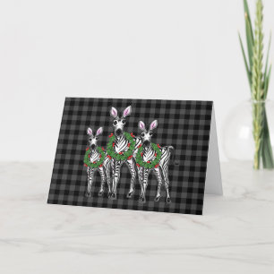 Cartes Pour Fêtes Annuelles Festive Christmas Zebras, red green cruath