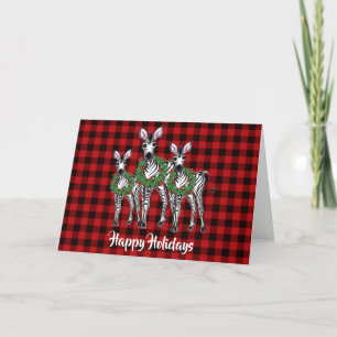 Cartes Pour Fêtes Annuelles Festive Christmas Zebras, red green cruath