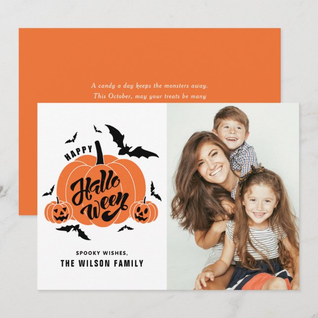 Cartes Pour Fêtes Annuelles Festive Citrouilles Éffrayants Happy Halloween pho (Devant / Derrière)