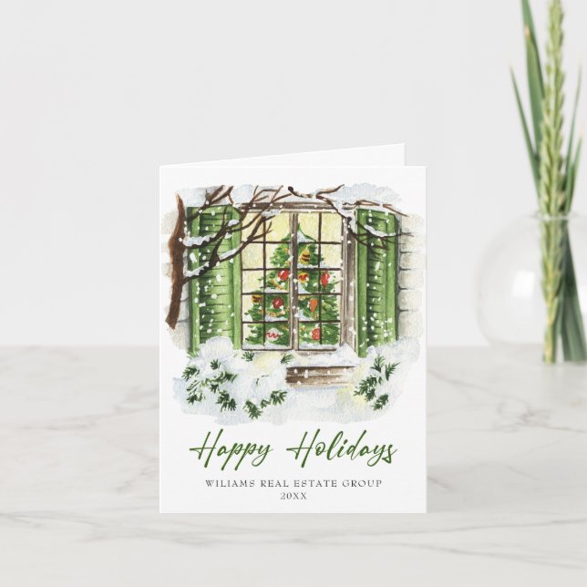 Cartes Pour Fêtes Annuelles Festive Country House Noël Accueil d'entreprise (Devant)