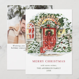 Cartes Pour Fêtes Annuelles Festive Country House Noël Salon Photo