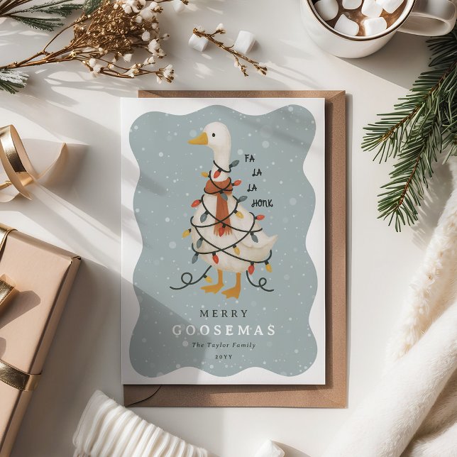Cartes Pour Fêtes Annuelles Festive Cute Goose Non-Photo Christmas (Créateur téléchargé)