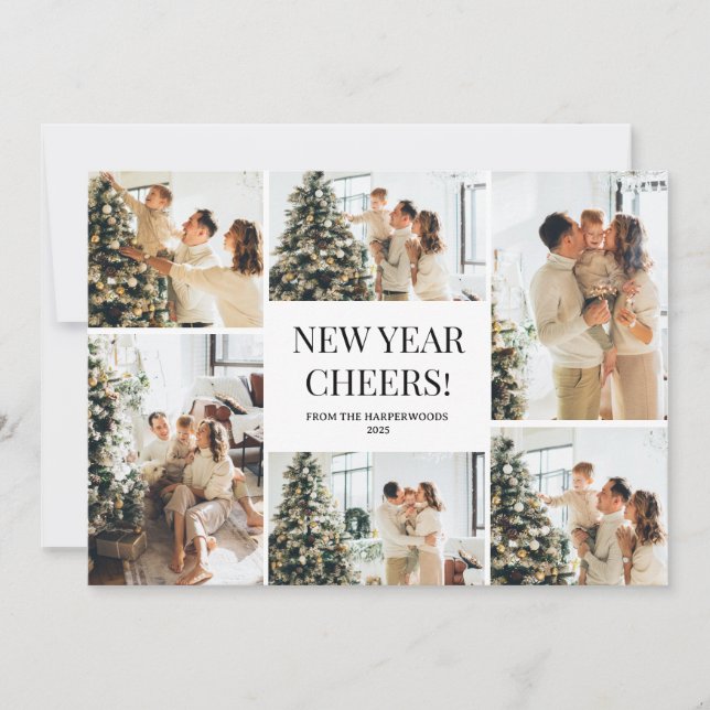 Cartes Pour Fêtes Annuelles Festive | Élégant Joyeux Nouvel An 6 Photo (Devant)
