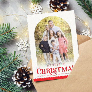 Cartes Pour Fêtes Annuelles FESTIVE FAMILY PHOTO arche moderne minimal rouge