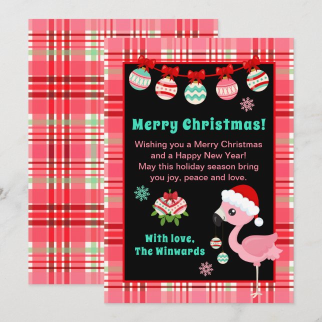 Cartes Pour Fêtes Annuelles Festive Flamingo Merry Christmas (Devant / Derrière)