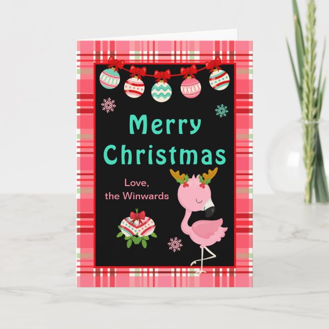 Cartes Pour Fêtes Annuelles Festive Flamingo Merry Christmas (Devant)