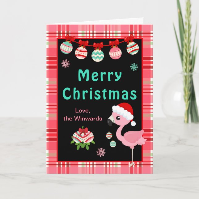 Cartes Pour Fêtes Annuelles Festive Flamingo Merry Christmas (Devant)