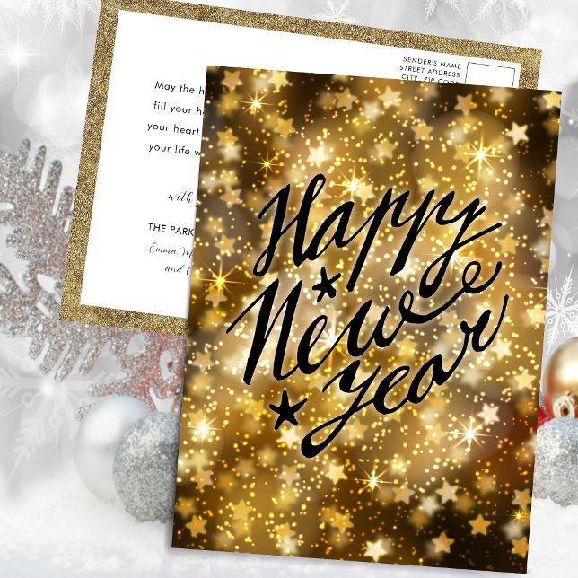 Cartes Pour Fêtes Annuelles Festive Gold Sparkling Star Bonne année (Créateur téléchargé)