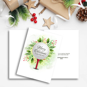 Cartes Pour Fêtes Annuelles Festive Golf Tee Shot Noël Verdure