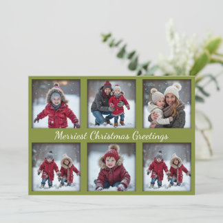 Cartes Pour Fêtes Annuelles Festive Green 6-Photo voeux de Noël | Famille
