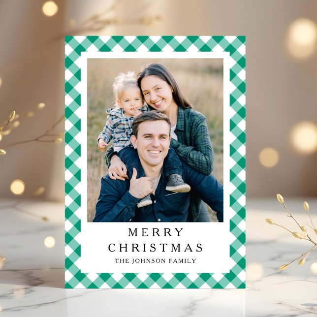 Cartes Pour Fêtes Annuelles Festive Green Gingham Photo Christmas (Festive Green Gingham Photo Christmas Holiday Card
)