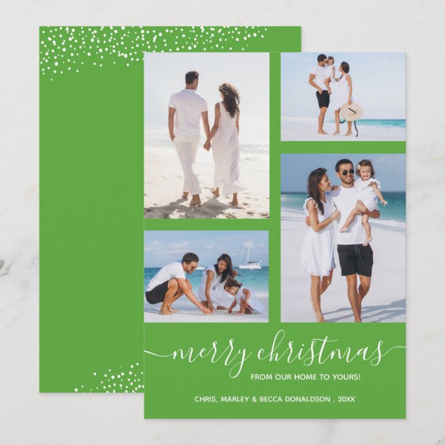 Cartes Pour Fêtes Annuelles Festive Green Multi Photo Noël (Devant / Derrière)