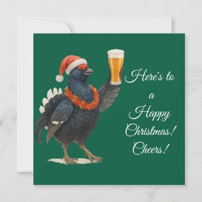 Cartes Pour Fêtes Annuelles Festive Grouse with Santa Hat Christmas card (Devant)