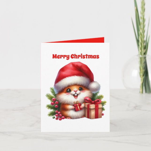 Cartes Pour Fêtes Annuelles Festive Hamster Joyeux Noël (Devant)