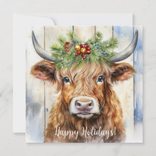 Cartes Pour Fêtes Annuelles Festive Highland Cow Noël