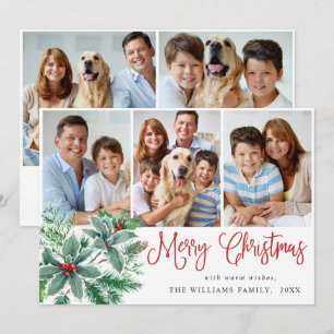 Cartes Pour Fêtes Annuelles Festive Holly Berry 5 PHOTO Noël Salutation