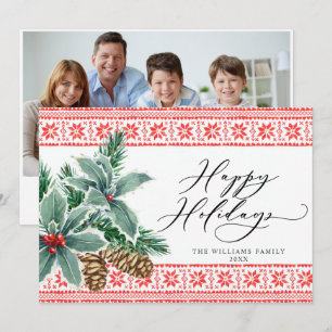 Cartes Pour Fêtes Annuelles Festive Holly Berry PHOTO Noël Salutation