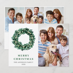 Cartes Pour Fêtes Annuelles Festive Holly Wreath Noël 4 PHOTO Salutation