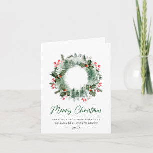 Cartes Pour Fêtes Annuelles Festive Holly Wreath Noël Accueil d'entreprise
