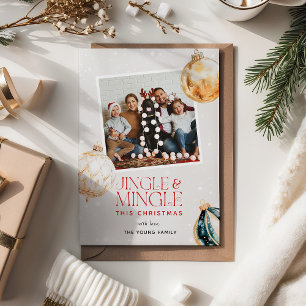 Cartes Pour Fêtes Annuelles Festive Jingle & Mingle Photo de Noël