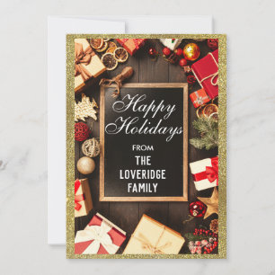 Cartes Pour Fêtes Annuelles Festive Joyeuses Fêtes Parties scintillant d'or de