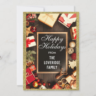 Cartes Pour Fêtes Annuelles Festive Joyeuses Fêtes Parties scintillant d'or de