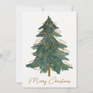Cartes Pour Fêtes Annuelles Festive Joyeux Noël Golden Green Arbres
