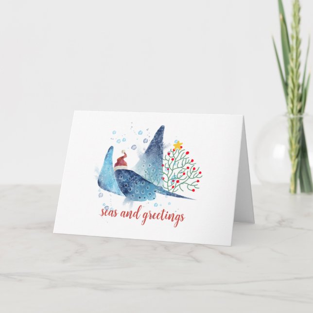 Cartes Pour Fêtes Annuelles Festive Manta Ray Seas n Greutages Arbre de Noël (Devant)