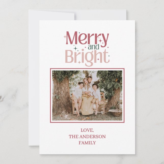 Cartes Pour Fêtes Annuelles Festive Merry And Bright Christmas  (Devant)