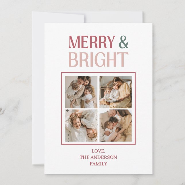 Cartes Pour Fêtes Annuelles Festive Merry And Bright Christmas  (Devant)