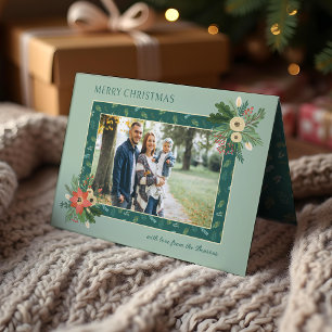 Cartes Pour Fêtes Annuelles Festive mignonne Noël Floral 1 Photo