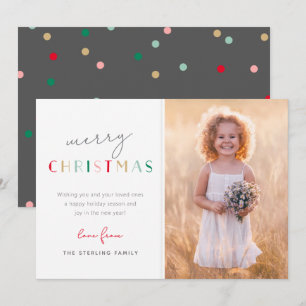 Cartes Pour Fêtes Annuelles Festive moderne Joyeux Noël Famille Photo