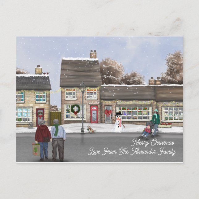 Cartes Pour Fêtes Annuelles Festive Noël British Street Scène (Devant)