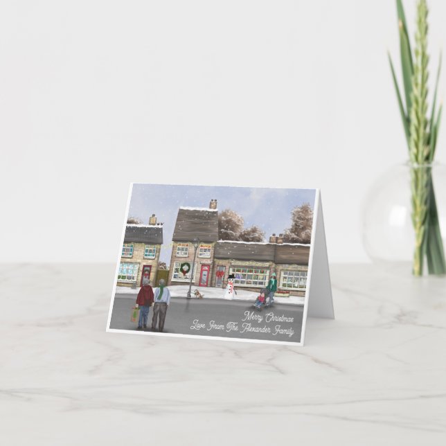 Cartes Pour Fêtes Annuelles Festive Noël British Street Scène (Devant)