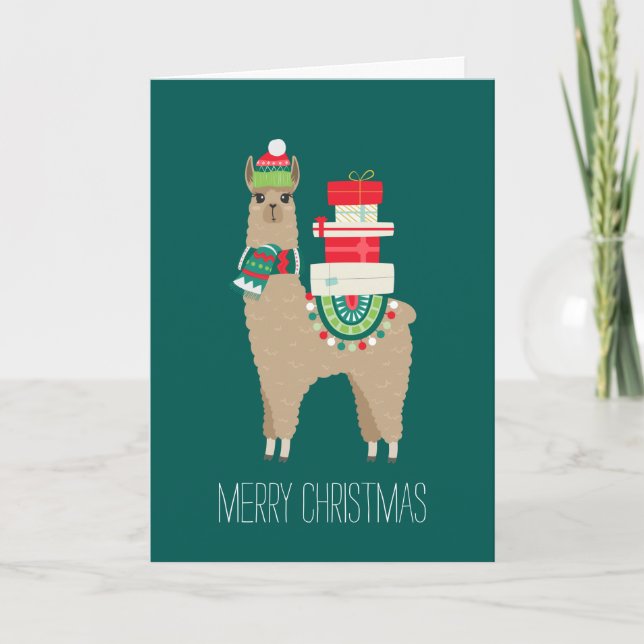 Cartes Pour Fêtes Annuelles Festive Noël Llama Photo personnalisée (Devant)