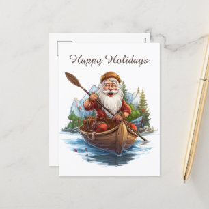 Cartes Pour Fêtes Annuelles Festive Noël Père Noël canoë ajouter du texte