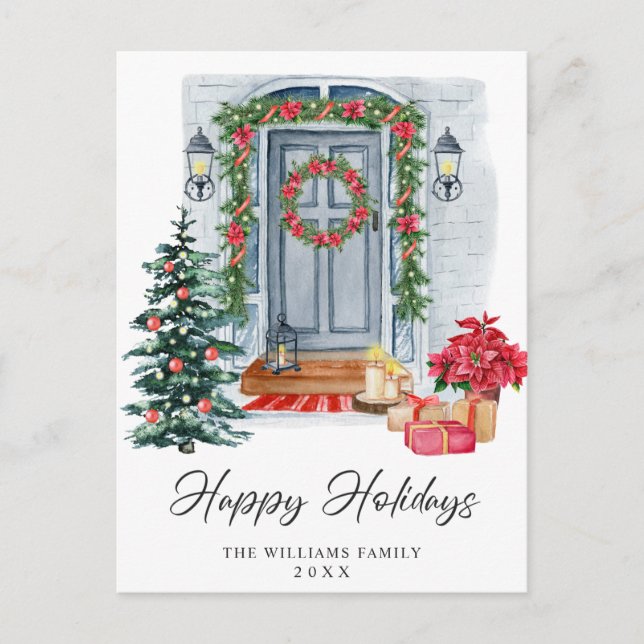 Cartes Pour Fêtes Annuelles Festive Pays Noël Maison de voeux (Devant)