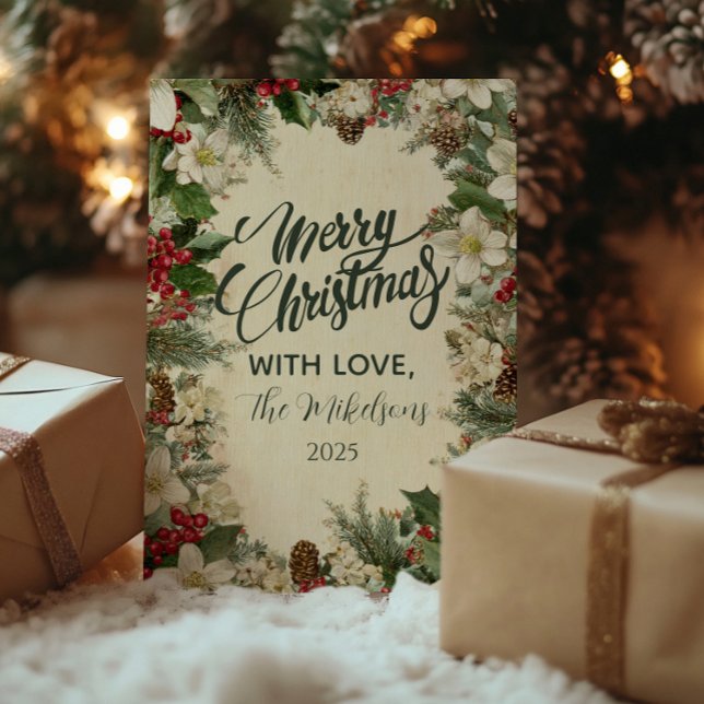 Cartes Pour Fêtes Annuelles Festive Pinecone et Noël saint (Créateur téléchargé)