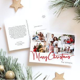 Cartes Pour Fêtes Annuelles Festive Red Script Joyeux Noël cinq photo