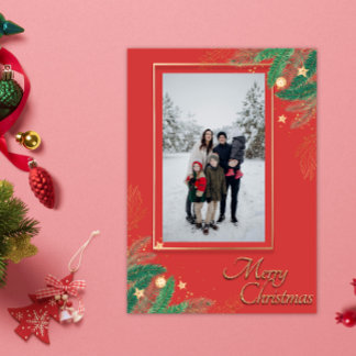 Cartes Pour Fêtes Annuelles Festive Rouge Joyeux Noël Photo