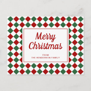 Cartes Pour Fêtes Annuelles Festive Rouge Vert Checked Joyeux Noël