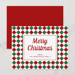 Cartes Pour Fêtes Annuelles Festive Rouge Vert Checked Noël